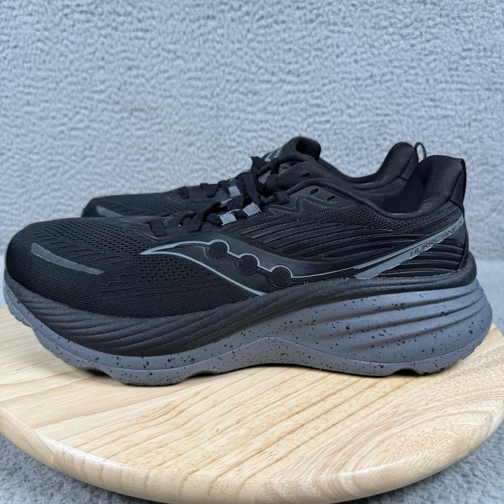 Saucony Hurricane 24 Mens Size 11 Black Shadow Road Running Shoes S20933-101 - Picture 4 of 12